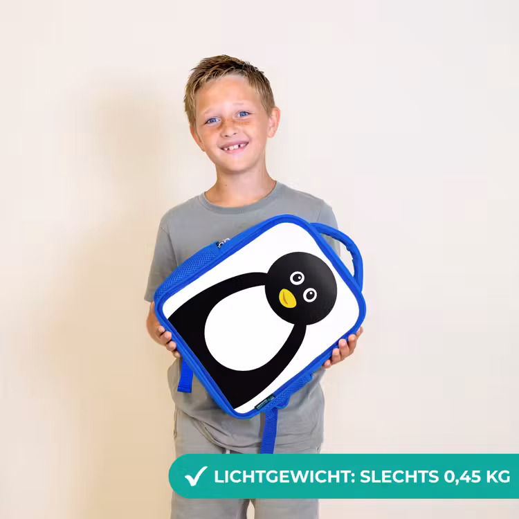 Rugzak kind - blauw - Dierenportret - Pinguïn - kinderen — 2