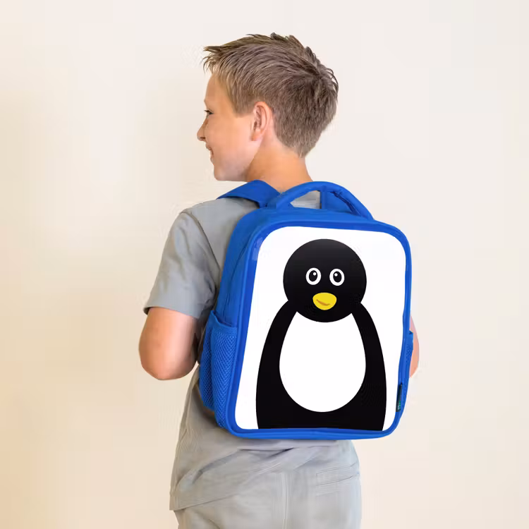 Rugzak kind - blauw - Dierenportret - Pinguïn - kinderen — 3