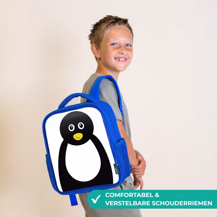 Rugzak kind - blauw - Dierenportret - Pinguïn - kinderen — 4