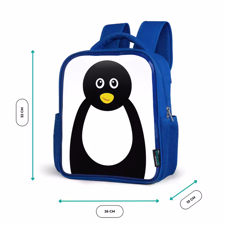 Rugzak kind - blauw - Dierenportret - Pinguïn - kinderen — 5