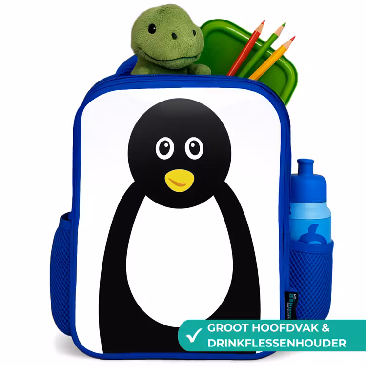 Rugzak kind - blauw - Dierenportret - Pinguïn - kinderen — 6