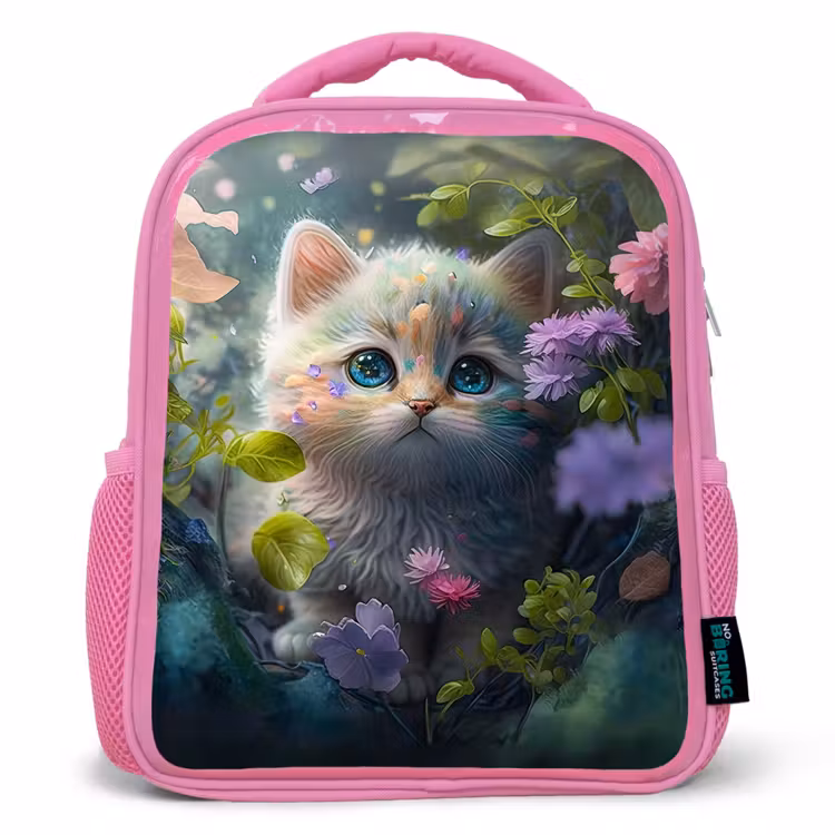 Rugzak kind - roze - Kitten tussen Bloemen — 1