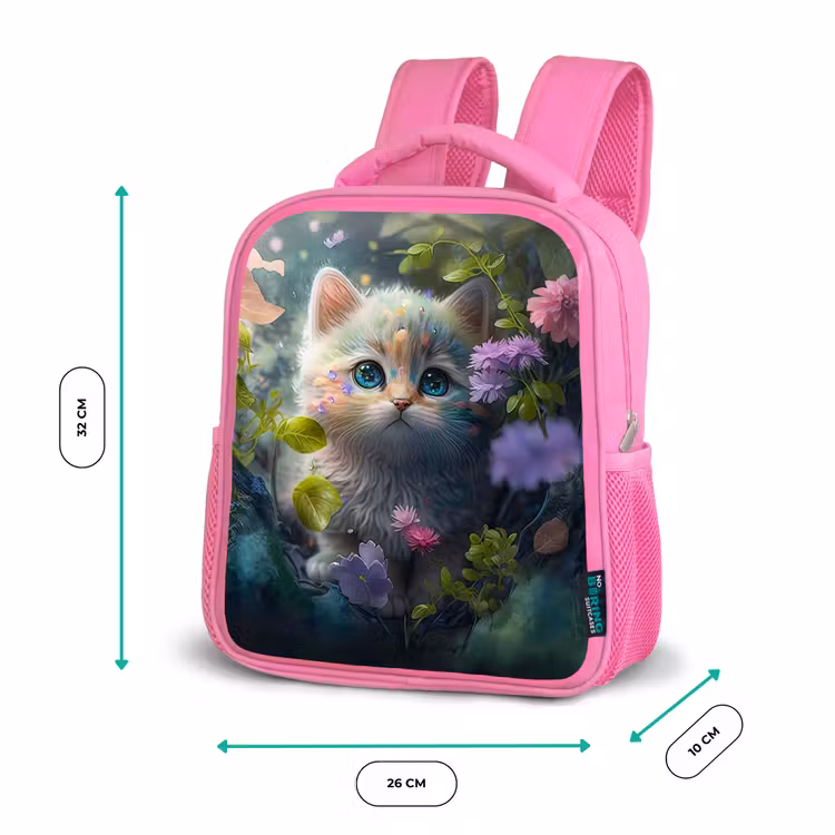 Rugzak kind - roze - Kitten tussen Bloemen — 3