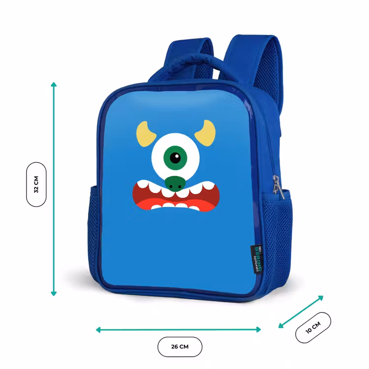 Rugzak kind - blauw - Dierenportret - Monster - blauw — 5