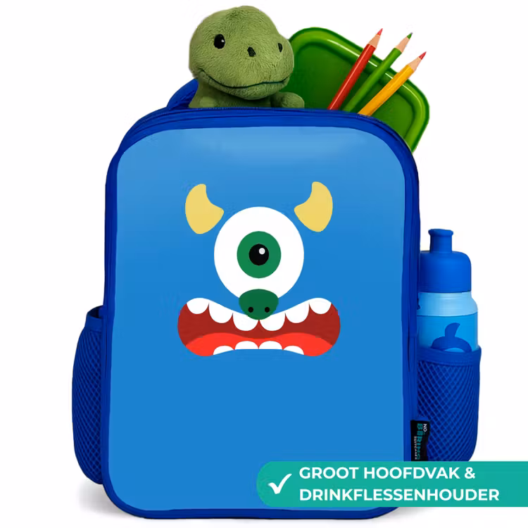 Rugzak kind - blauw - Dierenportret - Monster - blauw — 6