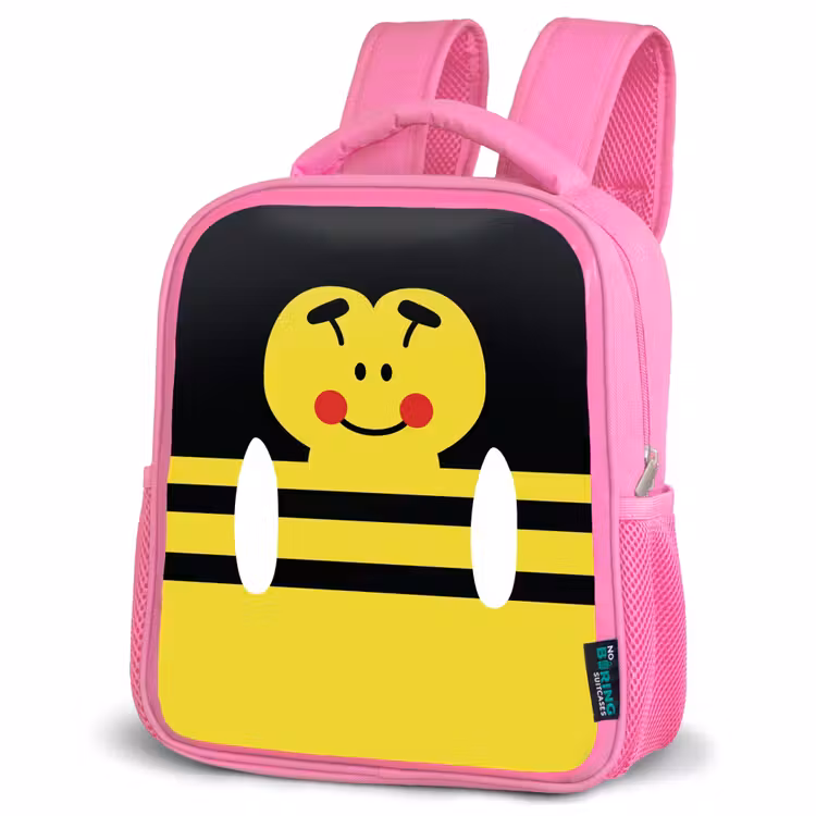 Rugzak kind - roze - Dierenportret - bij - geel — 4