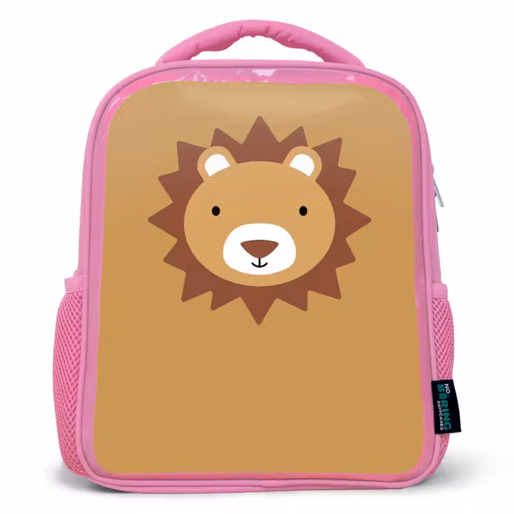 Rugzak kind - roze - Dierenportret - Leeuw - Bruin — 1