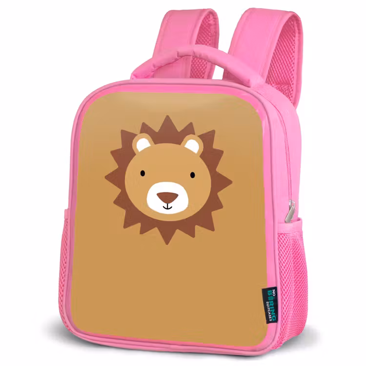 Rugzak kind - roze - Dierenportret - Leeuw - Bruin — 4