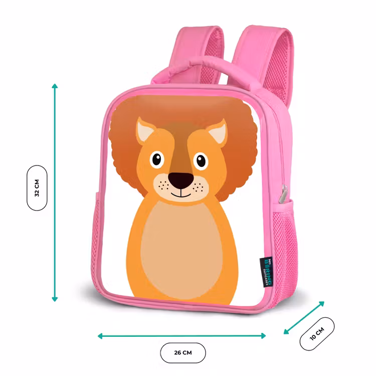 Rugzak kind - roze - Dierenportret - Leeuw - kinderen — 3