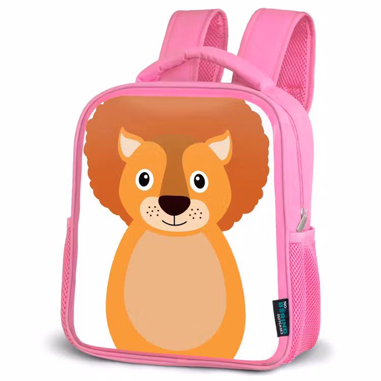 Rugzak kind - roze - Dierenportret - Leeuw - kinderen — 4
