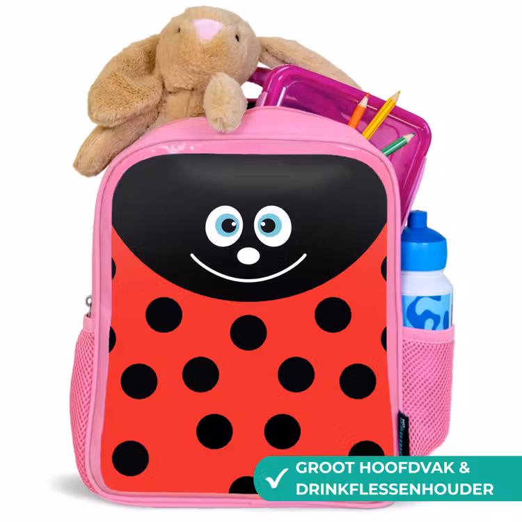 Rugzak kind - roze - Dierenportret - Lieveheersbeestje - rood — 2