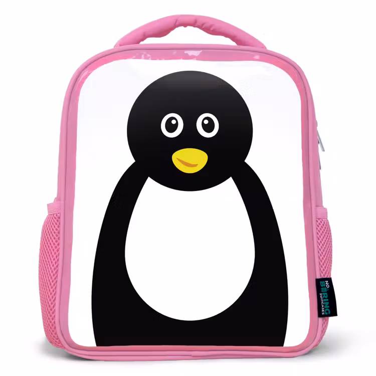Rugzak kind - roze - Dierenportret - Pinguïn - kinderen — 1