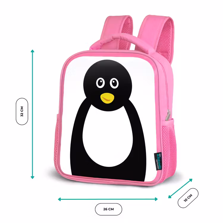 Rugzak kind - roze - Dierenportret - Pinguïn - kinderen — 3