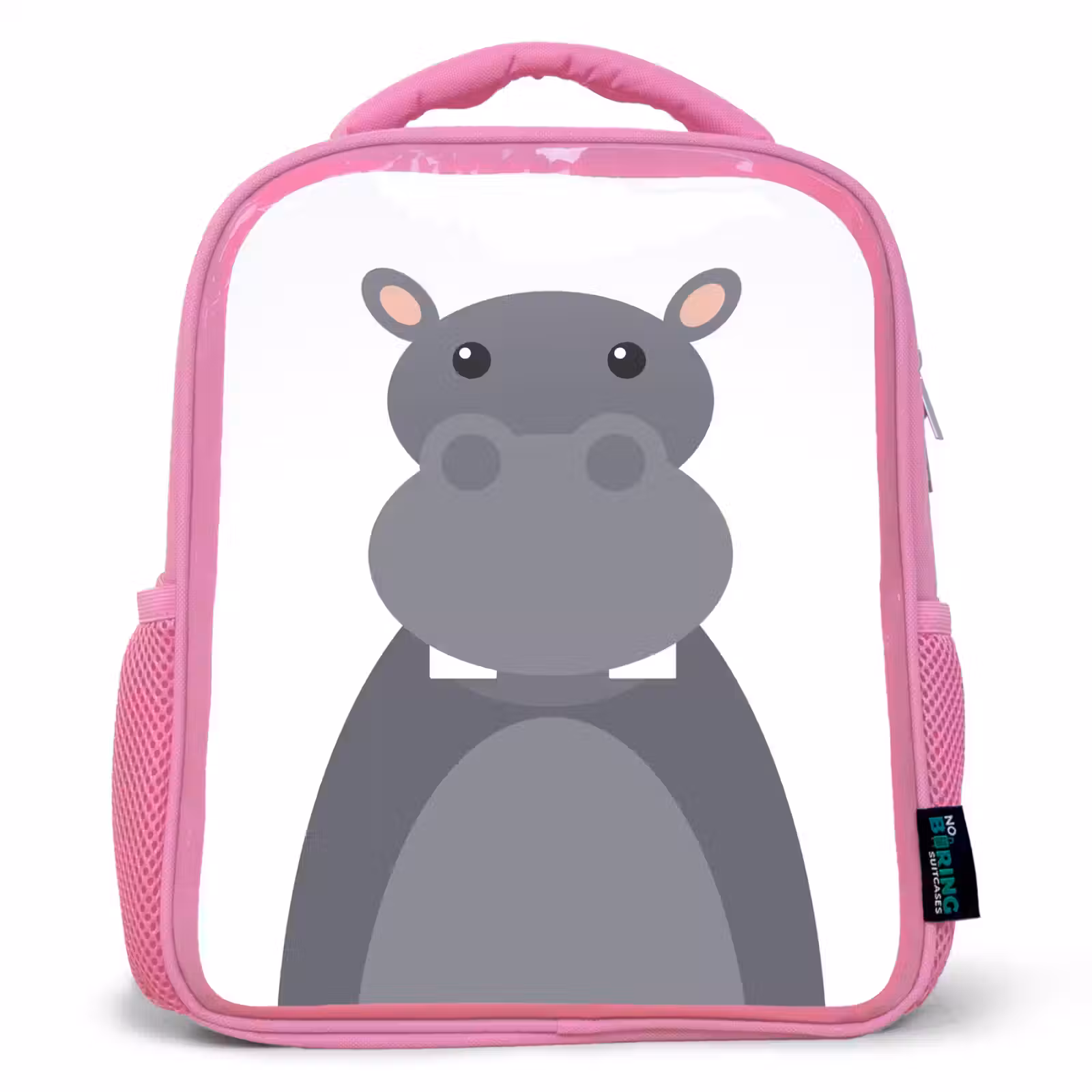 Rugzak kind - roze - Dierenportret - Nijlpaard - grijs — 1