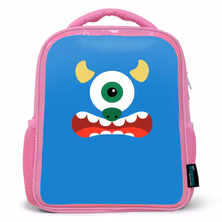 Rugzak kind - roze - Dierenportret - Monster - blauw — 1