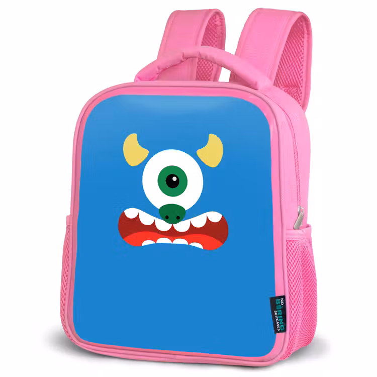 Rugzak kind - roze - Dierenportret - Monster - blauw — 4
