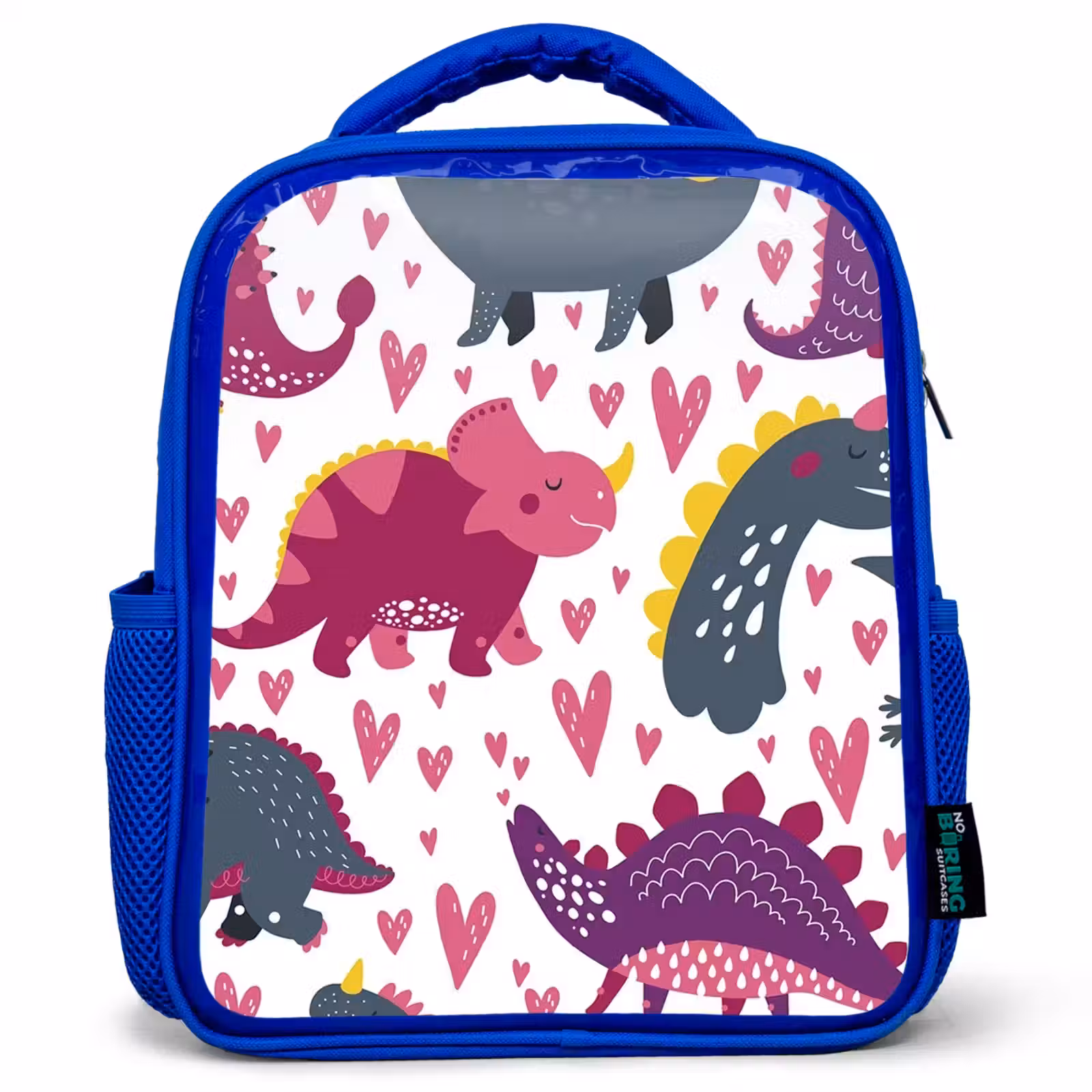 Rugzak kind - blauw - Dino - Hart - Patronen - Roze - Meisjes - Dinosaurus — 1