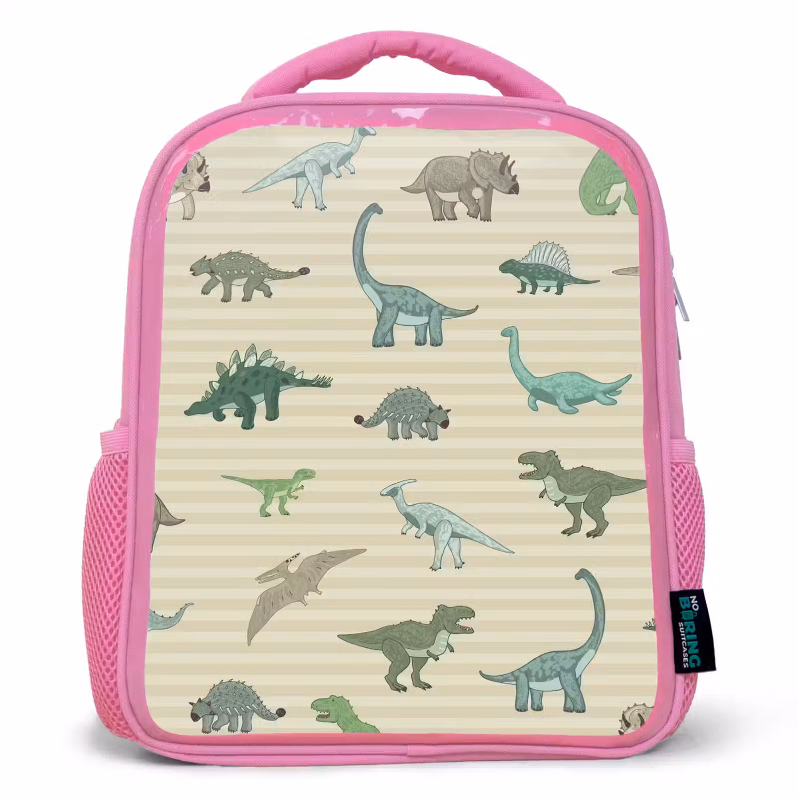 Rugzak kind - roze - Dino - Patroon - Strepen - Groen — 1