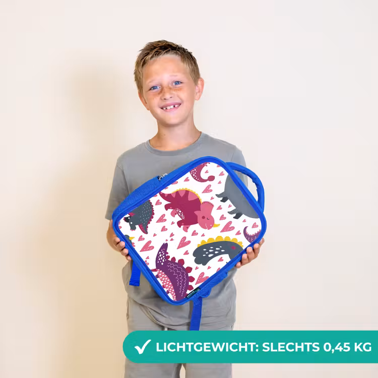Rugzak kind - blauw - Dino - Hart - Patronen - Roze - Meisjes - Dinosaurus — 2