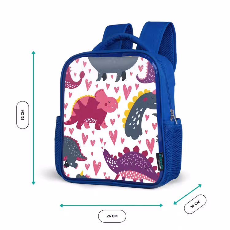Rugzak kind - blauw - Dino - Hart - Patronen - Roze - Meisjes - Dinosaurus — 5
