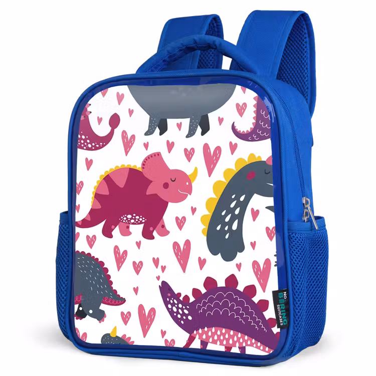 Rugzak kind - blauw - Dino - Hart - Patronen - Roze - Meisjes - Dinosaurus — 7