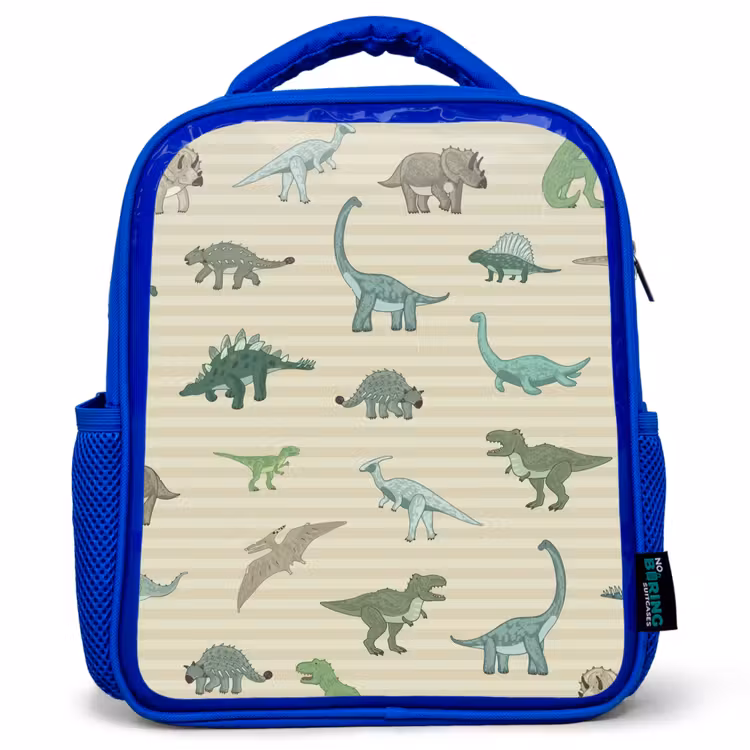 Rugzak kind - blauw - Dino - Patroon - Strepen - Groen — 1
