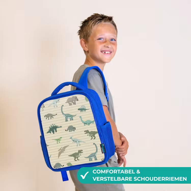 Rugzak kind - blauw - Dino - Patroon - Strepen - Groen — 4