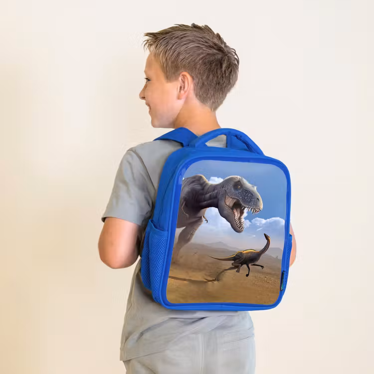 Rugzak kind - blauw - Dino - Wilde dieren - Tekening - Kinderen - Jongens — 3
