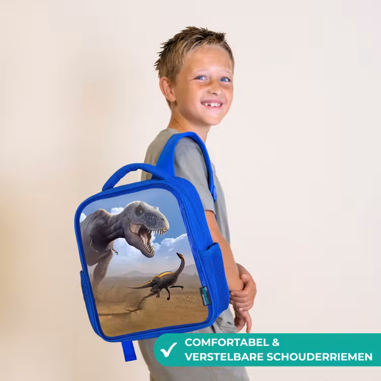 Rugzak kind - blauw - Dino - Wilde dieren - Tekening - Kinderen - Jongens — 4
