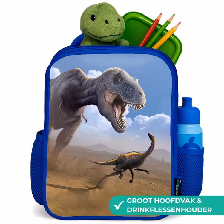 Rugzak kind - blauw - Dino - Wilde dieren - Tekening - Kinderen - Jongens — 6