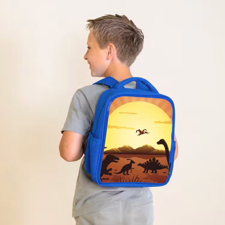 Rugzak kind - blauw - Dino - Zon - Natuur - Tekening - Kinderen - Jongens — 3