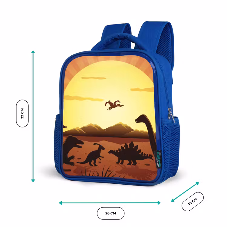 Rugzak kind - blauw - Dino - Zon - Natuur - Tekening - Kinderen - Jongens — 5