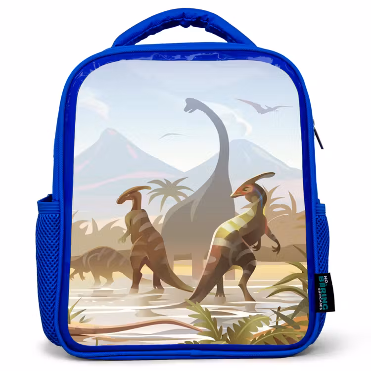 Rugzak kind - blauw - Dinosaurus - Landschap - Tropisch - Kinderen - Jongens — 1