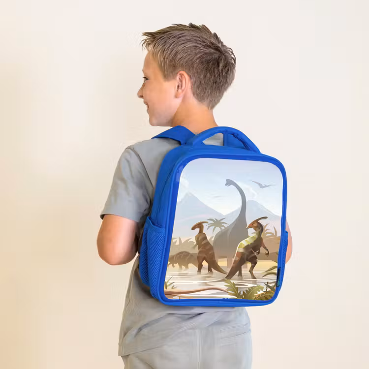 Rugzak kind - blauw - Dinosaurus - Landschap - Tropisch - Kinderen - Jongens — 3