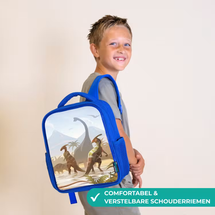 Rugzak kind - blauw - Dinosaurus - Landschap - Tropisch - Kinderen - Jongens — 4
