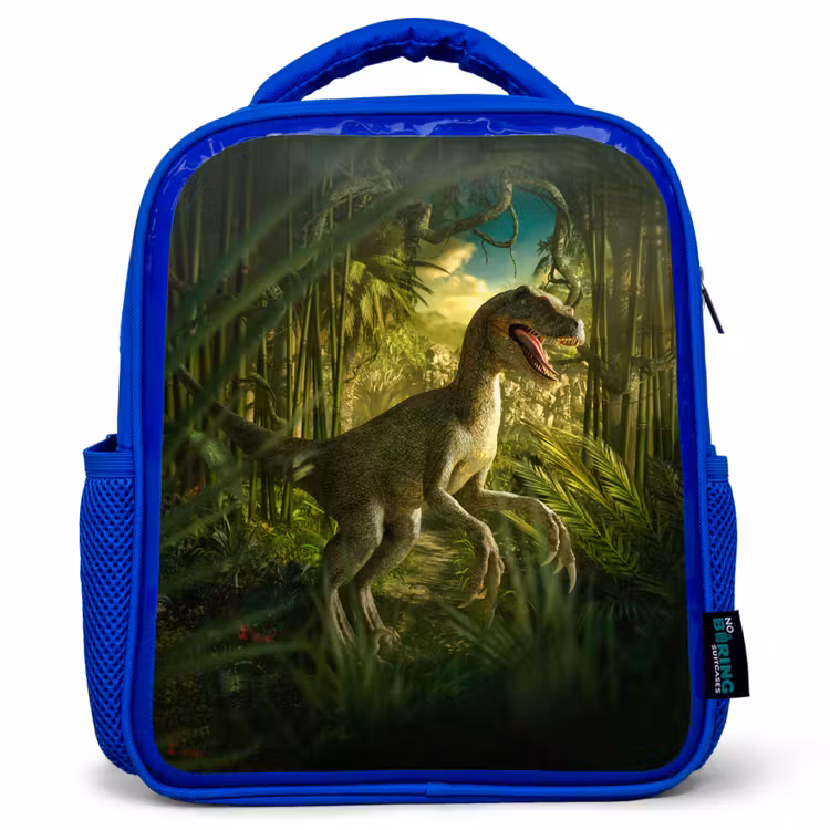Rugzak kind - blauw - Dinosaurus - Planten - Groen - Illustratie - Kinderen - Jongens — 1