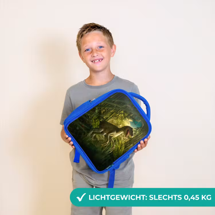 Rugzak kind - blauw - Dinosaurus - Planten - Groen - Illustratie - Kinderen - Jongens — 2