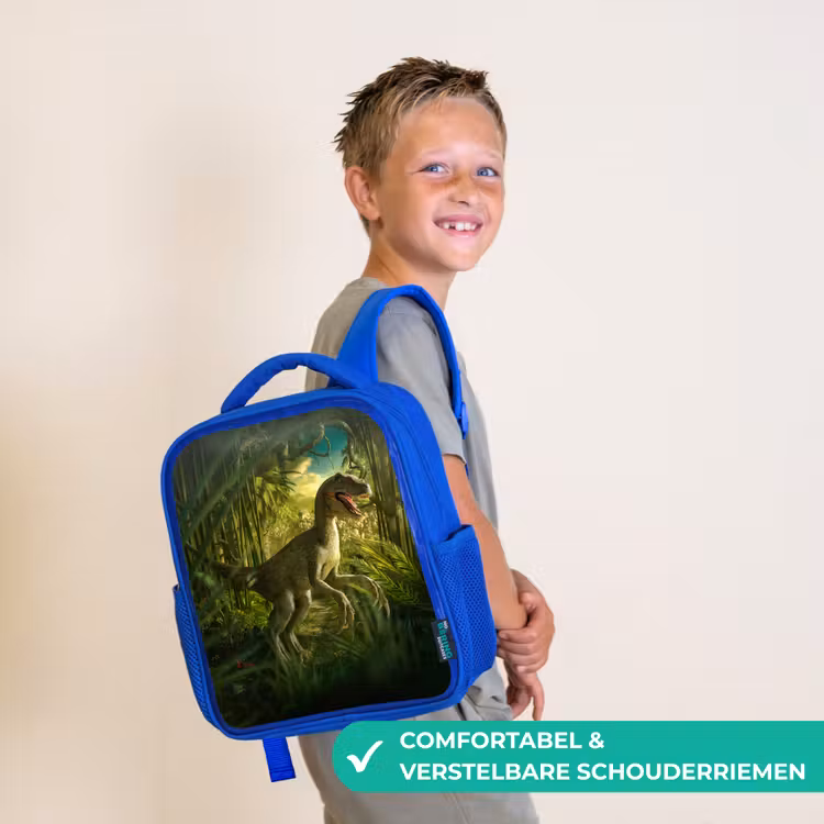 Rugzak kind - blauw - Dinosaurus - Planten - Groen - Illustratie - Kinderen - Jongens — 4