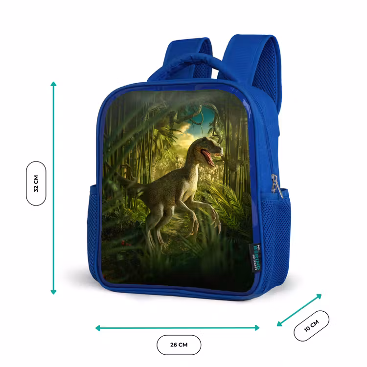 Rugzak kind - blauw - Dinosaurus - Planten - Groen - Illustratie - Kinderen - Jongens — 5
