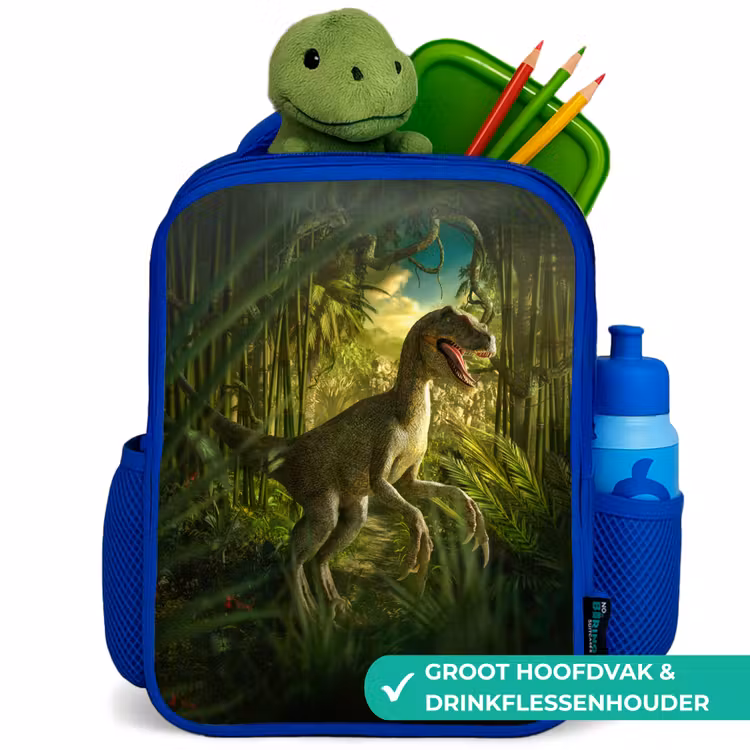 Rugzak kind - blauw - Dinosaurus - Planten - Groen - Illustratie - Kinderen - Jongens — 6