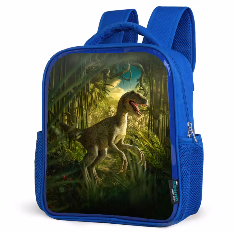 Rugzak kind - blauw - Dinosaurus - Planten - Groen - Illustratie - Kinderen - Jongens — 7