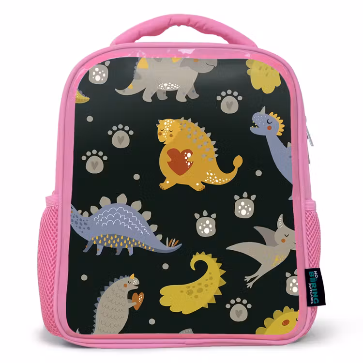 Rugzak kind - roze - Dino - Kinderen - Patronen - Jongens - Meisjes - Dinosaurus — 1