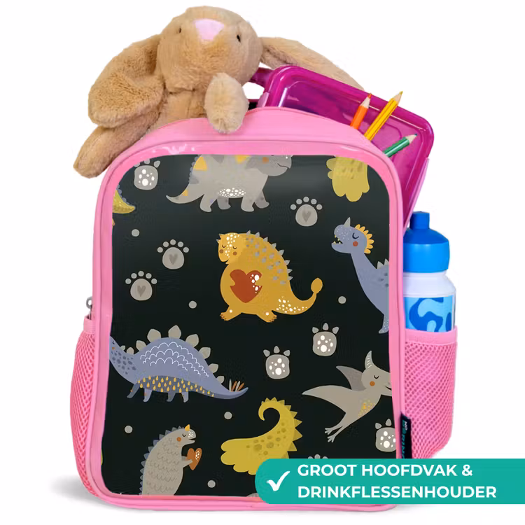 Rugzak kind - roze - Dino - Kinderen - Patronen - Jongens - Meisjes - Dinosaurus — 2