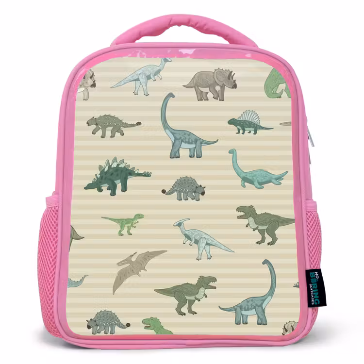 Rugzak kind - roze - Dino - Patroon - Strepen - Groen — 1