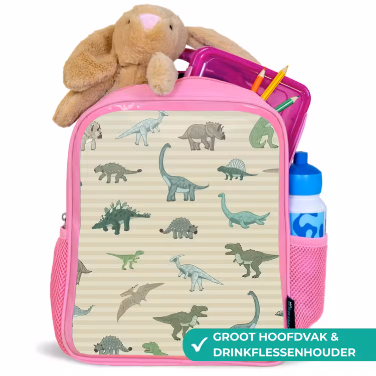 Rugzak kind - roze - Dino - Patroon - Strepen - Groen — 2