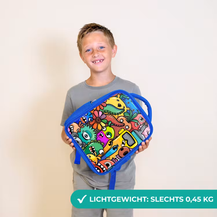 Rugzak kind - blauw - Kleurrijke Monsterparade — 2