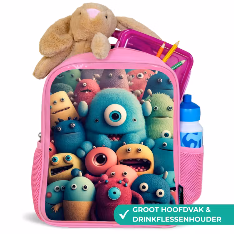Rugzak kind - roze - Monster Menigte — 2