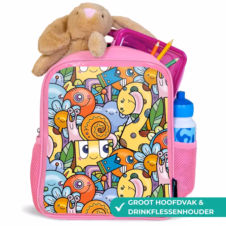 Rugzak kind - roze - Monster met Stippen — 2