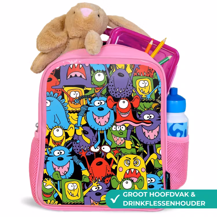 Rugzak kind - roze - Monsters met Felle Kleuren — 2