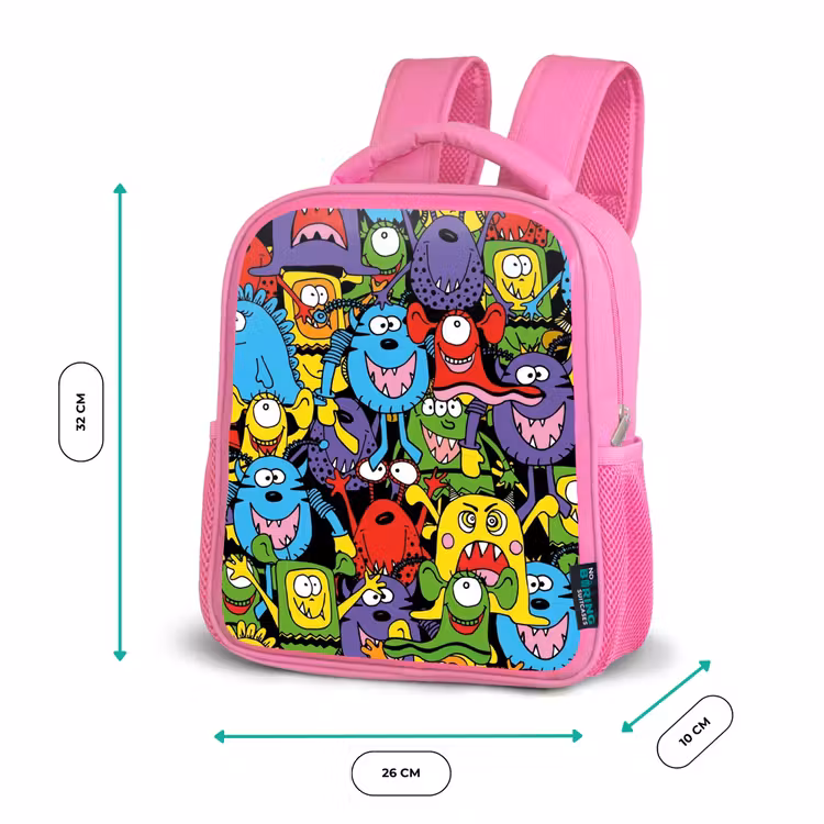 Rugzak kind - roze - Monsters met Felle Kleuren — 3